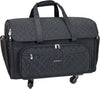Everything Mary XXL 4 Wheel Collapsible Rolling Sewing Machine Storage Case, Black Quilted