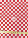 Poly Cotton Printed Fabric Square Checkered / Red/White / Sold By The Yard