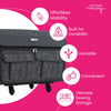 Everything Mary XXL 4 Wheel Collapsible Rolling Sewing Machine Storage Case, Grey Floral