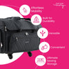 Everything Mary XXL 4 Wheel Collapsible Rolling Sewing Machine Storage Case, Black Quilted