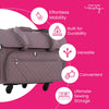 Everything Mary XXL 4 Wheel Collapsible Rolling Sewing Machine Storage Case, Purple Quilted