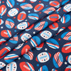 SINGER® Fabric, 100% Cotton, Flags On Footballs, Cut by the Yard