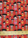 Oriental Geisha Cultural Red Polyester Cotton Fabric
