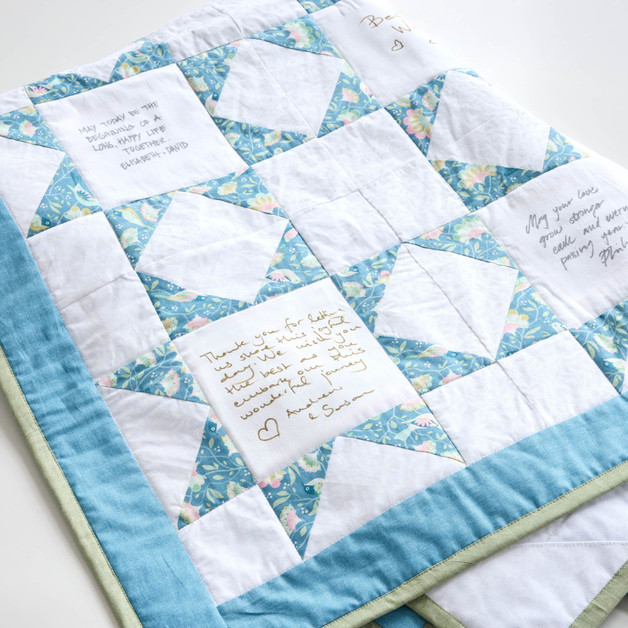 Autograph Quilt with Ohio Star Blocks
